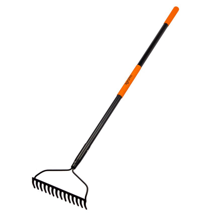 AgroPro Garden Rake for Lawn Heavy Duty, 14 Tines Metal Rake with Thick Fiberglass Handle, 58 Inches