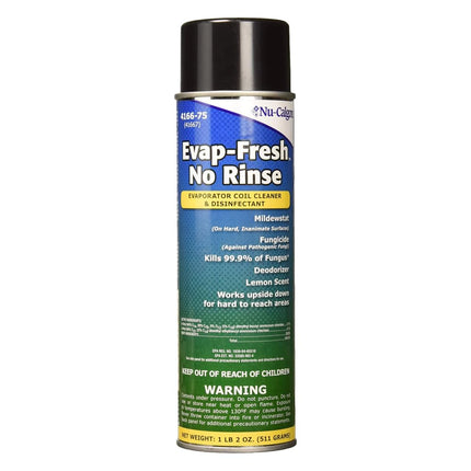 4166-75 Evap-Fresh No-Rinse Evaporator Coil Cleaner & Deodorizer — 18 oz Aerosol, Lemon Scent, Foaming Formula, Works Upside Down