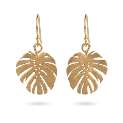 Palm Leaf Dangle Earrings for Women - Lightweight Gold Botanical Jewelry, Handmade Nature-Inspired Gift for Mom