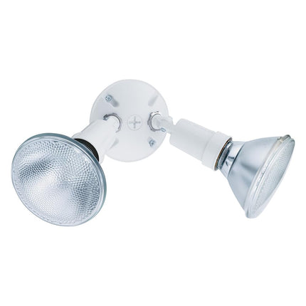 Lithonia Lighting Outdoor Flood Light Fixture, Adjustable Twin Par Flood Light Holder for Safety and Security, 120 Volts, Uses 2 Lamps Up to 150W (Not Included), White (OFTH 300PR 120 WH M12)