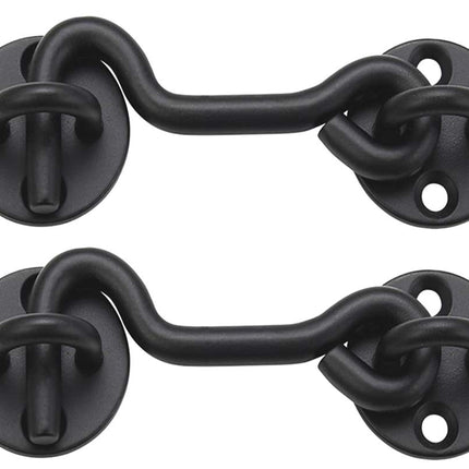 (2 Pack) Raswik 4" Privacy Hook and Eye Gate Latch Easy Lock for Sliding Barn Door, Black
