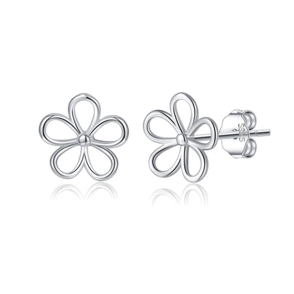 SLUYNZ Solid 925 Sterling Silver Flower Stud Earrings for Women Teen Girls Hollow Flower Stud Earrings Spring (A-Sterling Silver)
