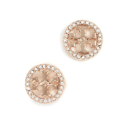 Tory Burch Women's Miller Pave Stud Earrings, Tory Gold/Crystal, One Size