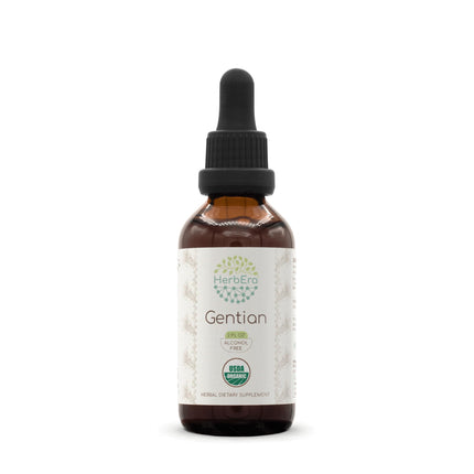 HerbEra Gentian USDA Organic – Alcohol-Free Bitter Drops for Digestive & Liver Support, Gentiana Lutea Dried Root, Appetite Wellness, Vegan, Herbal Supplement (2 fl oz)
