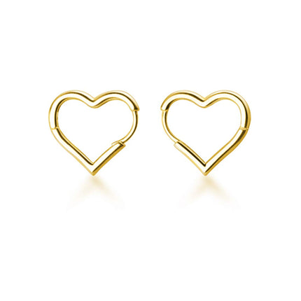 SLUYNZ Solid 925 Sterling Silver 1.6CM Heart Hoop Earrings for Women Teen Girls Minimalist Hoop Earrings Sweet Love Heart Earrings (B-18K Gold Plated)