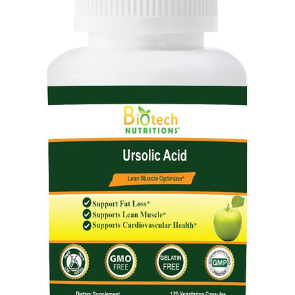 Biotech Nutritions Ursolic Acid 200 mg 120 Vegetable Capsules Gelatin Free Non-GMO Made in USA (2)