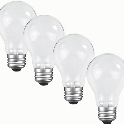 JUNFMLY 60 Watt Incandescent Light Bulbs, A19 Frosted Rough Service Light Bulb, E26 Medium Base, Soft White 2700K, Dimmable, 110-130V (4 Pack)