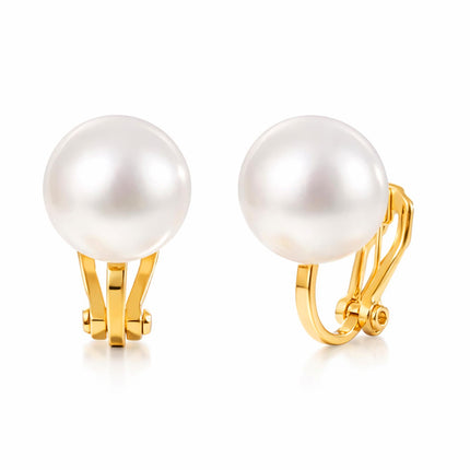Sheplus Freshwater Pearl Clip On Gold Earrings for Women