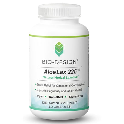 Bio-Design Aloe Lax 225 – Natural Herbal Laxative for Gentle, Effective Constipation Relief – Supports Digestive Regularity – Aloe Ferox 225 mg – 60 Capsules