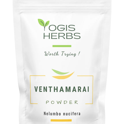 YOGIS HERBS Venthamarai Powder, White Lotus (Nelumbo Nucifera/Sacred Lotus/Padma) - Traditional Tamil Siddha Herb for Heart Wellness, Supports Calm Mind & Restful Sleep - Pure Petal Powder