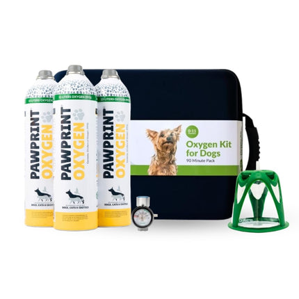 Dog Rescue Oxygen Kit – Portable Oxygen Supply for Pets for Transport and Rescue – Oxygen, Mask, Regulator, Tubing & Travel Case Included (0-11 lbs)