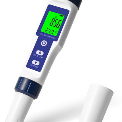 Pool Salt Tester, Digital Salt Water Pool Tester & Ph Tester, Salt Tester for Saltwater Pool, Digital Salinity Tester for Water, 5 In 1 Salinity Ph Temp EC and Tds Meter for Pool, Saltwater Aquarium