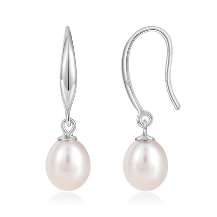EAMTI Pearl Earrings for Women 925 Sterling Silver Post Drop Earrings