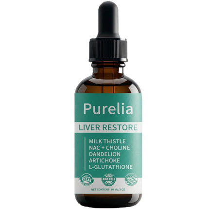 Shwfhi Purelia Liver Restore - Complete Liver Detox Support Liquid Drops with Milk Thistle, Dandelion, Choline, L-Glutathione for Liver Cleanse (1)
