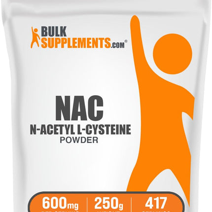 BulkSupplements.com NAC Powder - N-Acetyl Cysteine 600mg, NAC Supplement - Antioxidant Support, Gluten Free - 600mg per Serving, 417 Servings, 250g (8.8 oz) (Pack of 1)