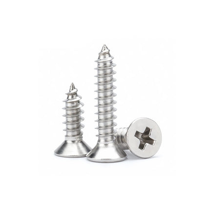 #4 x 5/8" (100 Pack) Flat Head Phillips Drive Screws Sheet Metal Self-Tapping Screws, 304 Stainless Steel Screw