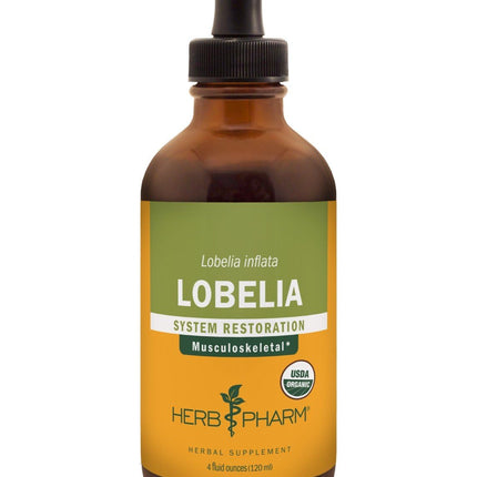 Herb Pharm Certified Organic Lobelia Liquid Extract Drops for Musculoskeletal System Support, 4 Oz