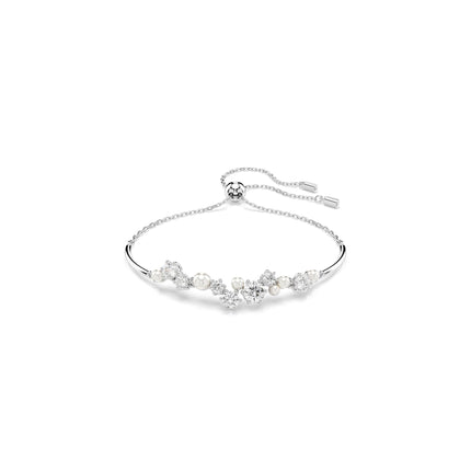 Swarovski Constella bangle, Crystal pearl, Round cuts, clear, Rhodium finish