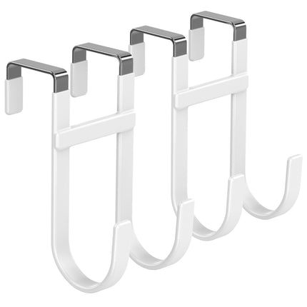 FYY Over the Door Hooks, Double-Hanger 2 Pack, Fits Doors 1 3/8" White