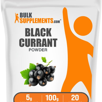BulkSupplements.com Blackcurrant Powder - Black Currant Supplement, Superfood Supplement - Air Dried & Gluten Free, 5g per Serving, 100g (3.5 oz) (Pack of 1)