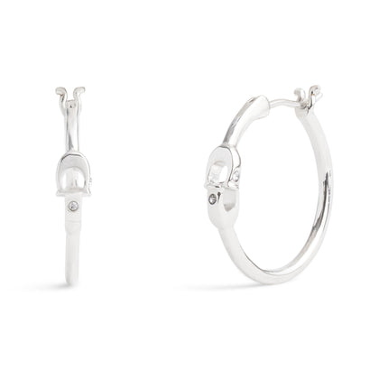 COACH Signature Hoop Earrings Rhodium One Size