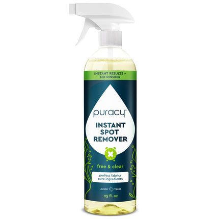 Puracy Laundry Stain Remover for Clothes Laundry - Carpet Stain Remover Carpet Spot Cleaner Couch Stain Remover - Clothes Spray, Free & Clear - Instant Spot Remover, 25 Fl Oz (Pack of 1)