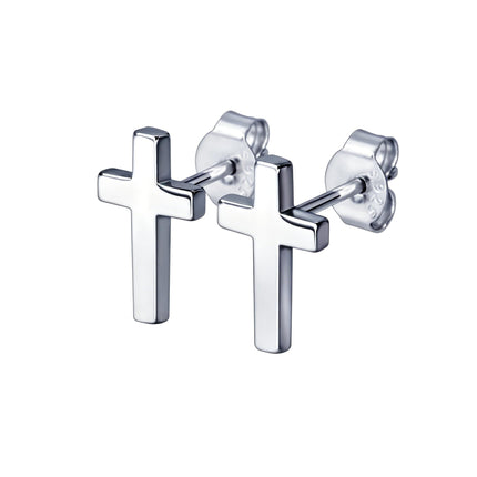 HANFLY 925 Sterling Silver Cross Stud Earrings Fashion Earrings
