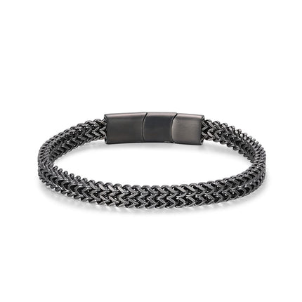 Qumfole Mens Bracelet-Stainless Steel Magnetic Clasp Franco Chain Bracelets for Men Gunmetal