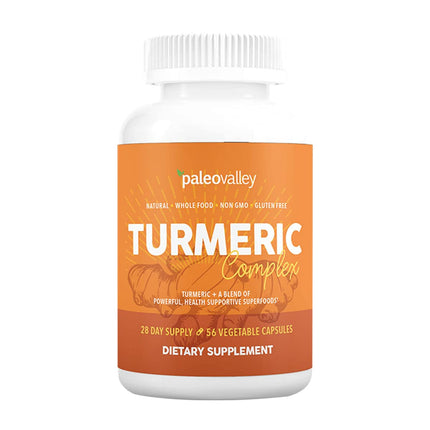 Paleovalley - Organic Turmeric Complex - Full Spectrum Organic Turmeric with Health-Supportive Superfoods - 56 Vegetarian Capsules - Support Joints, Immunity, Brain and Heart Health