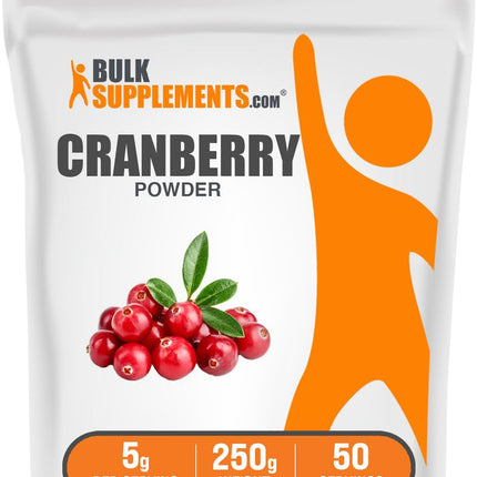 BulkSupplements.com Cranberry Powder - Cranberry Supplements for Women & Men, Air Dried Cranberries - Unsweetened & Gluten Free, 5g per Serving, 250g (8.8 oz) (Pack of 1)