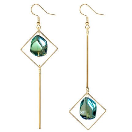 Mismatch Asymmetry Colorful Glass Drop Dangle Earrings