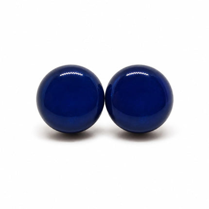 Stud Earrings Set, Navy Blue 10 mm Round Studs for Women Men, Handmade Stainless Steel Posts for Sensitive Ears, Lightweight Color Dot earrings by Candi Cove Designs