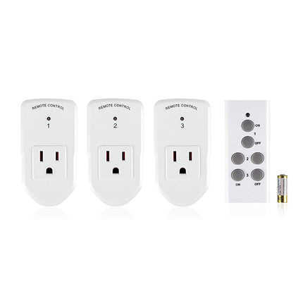 BN-LINK Wireless Remote Control Outlet Electrical Switch for Lights, Fans, Christmas Lights, Small Appliance, 100ft Long Range White (Learning Code, 3 Outlets +1 Remote) 1200W/10A, ETL & FCC Certified