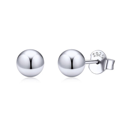 ChicSilver 925 Sterling Silver Ball Stud Earrings for Women, Hypoallergenic Silver Studs, Small Round Ball Earrings 5MM