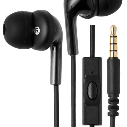 Amazon Basics Wired Earbuds with Microphone, In-Ear Headphones, 3.5mm Jack, High Definition Sound, Secure Fit, 4.2 ft Cable, S/M/L Ear Tips, Black