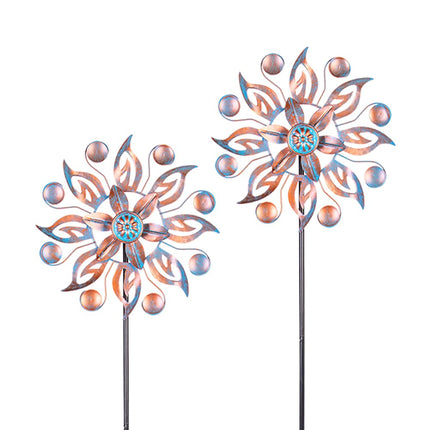 VEWOGARDEN 2PCS Metal Wind Spinners, Waterproof Wind Sculptures & Spinners Small Garden Art Outdoor Wind Spinner Kinetic Wind Spinner for Yard and Lawn