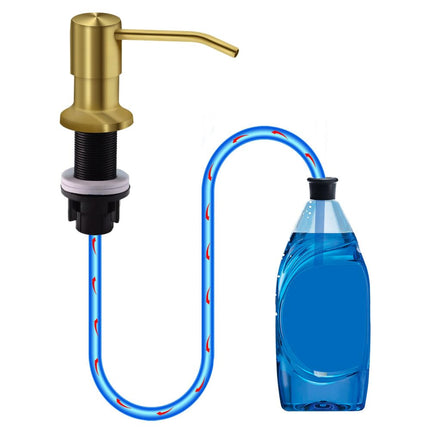 Soap Dispenser for Kitchen Sink, Countertop Sink Soap Dispenser Pump, 47" Silicone Extension Tube Connect to The Soap Bottle Directly, Say Goodbye to Frequent Refills (Golden)
