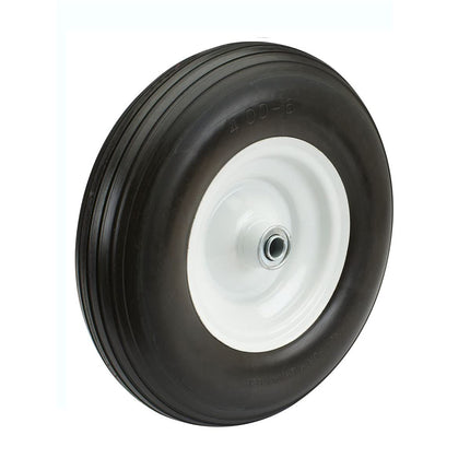 Wheelbarrow Tire 4.80 4.00-8 with 1 inch Axle, 3" Hub Flat Free 16 inch Solid Foamed Tire Replacement Wheelbarrow Wheel 4.80-8 for Log Splitter Wheel Barrel Yard Cart Garden Wagons