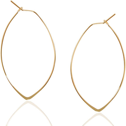 Geometric Marquise Threader Hoops - 18K Gold Plated Hoop Earrings for Women