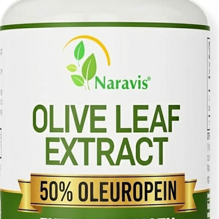 Naravis Olive Leaf Extract - 50% Oleuropein Immune Support Supplement - 120 Capsules (4-Month Supply)