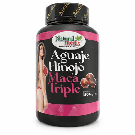 Natural medix Aguaje Hinojo Maca Triple (Maca Root Supplement) Premium 100 Capsules | Premium Botanical Blend for Feminine Balance & Confidence