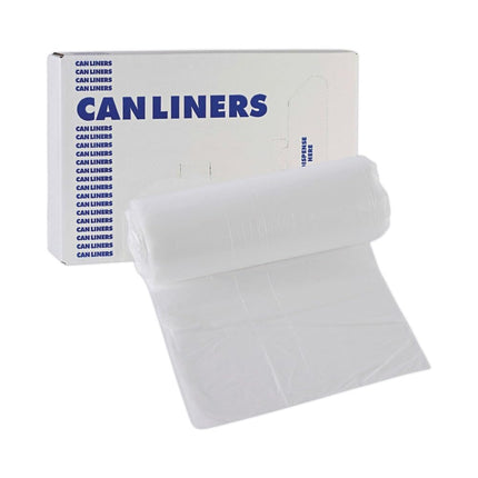 Boardwalk 16 Gallon High-Density Can Liners - 1000 Count Bulk Commercial Trash Bags, 6 Micron Star-Seal, Coreless Perforated Roll, Clear (24"x33")
