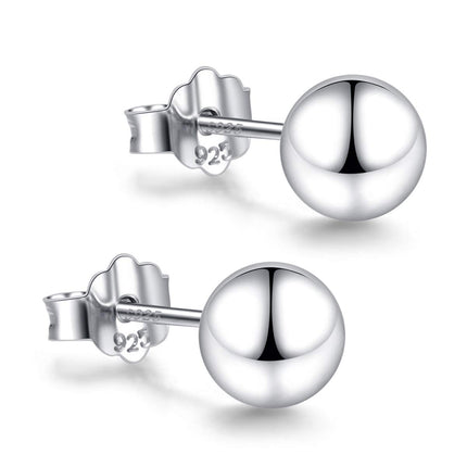 CUTEFEEL 18K White Gold Plated Sterling Silver Ball Stud Earrings(9mm)