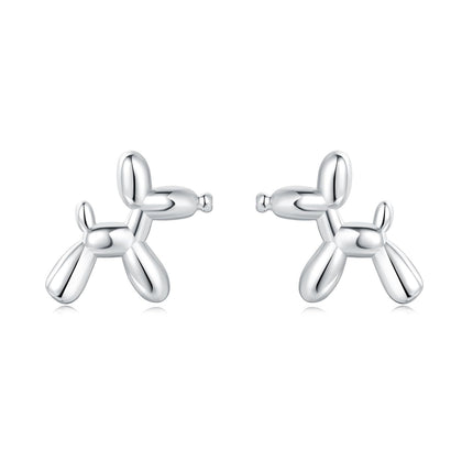 Cycuff 925 Sterling Silver Earrings Studs Colorful Cubic Zirconia Jewelry Stud Earrings for Women Set Earring Present for Her (Cute Balloon Dog Earrings)