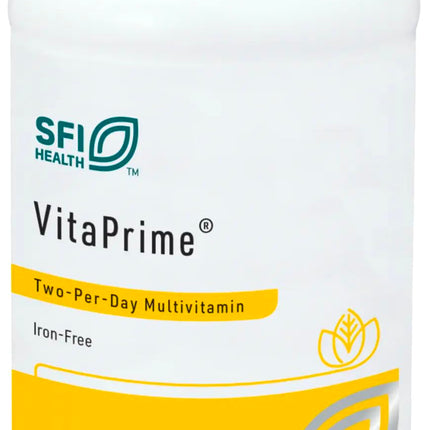 Klaire Labs SFI Health VitaPrime - Iron Free Multivitamin for Women & Men - Promote Immune Function & Support Nutritional Gaps - Two-Per-Day Multivitamin with Methyl Folate & B12 (60 Tablets)