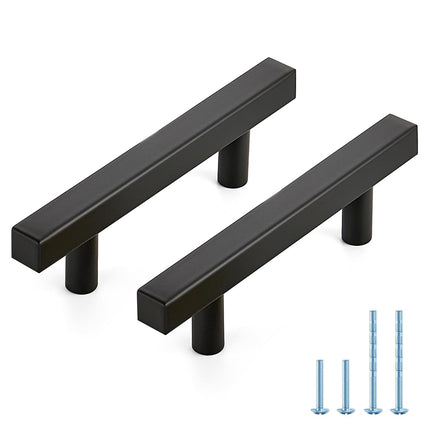 JOY DECOR 30 Pack 3 Inch Matte Black Square Cabinet Handles Stainless Steel Cabinet Hardware Pulls for Kitchen and Drawers with 5 Inch Overall Length