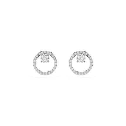 Swarovski Constella Stud Earrings, Round Cut, Clear, Rhodium Finished