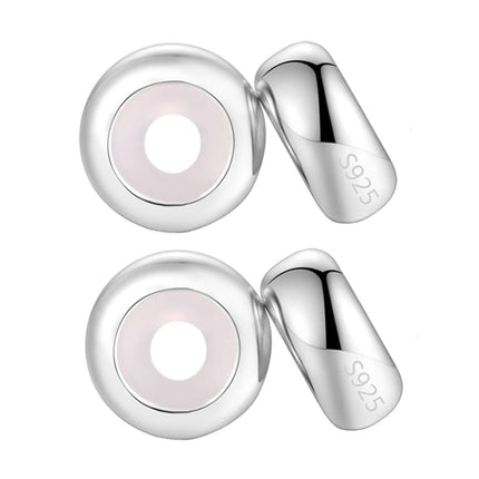 LAMOONY Clip Stopper Charms Sterling Silver Rondelle Spacer Bead for Bracelets (Silver) (Silver-4pcs)