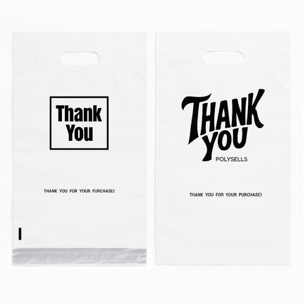 POLYSELLS Thank You Poly Mailers 12x15.5 inches 100 Pcs Waterproof Self-Sealing Shipping Bags with Handle for Clothing