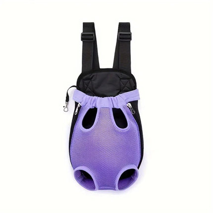 QQLe Pet Dog Carrier Backpack, Portable Breathable Mesh Chest Carrier, Polyester Woven Double Shoulder Pet Bag for Outdoor Adventures (Purple, Large)